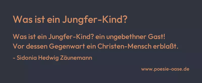 Gedicht: Was ist ein Jungfer-Kind? von Sidonia Hedwig Zäunemann