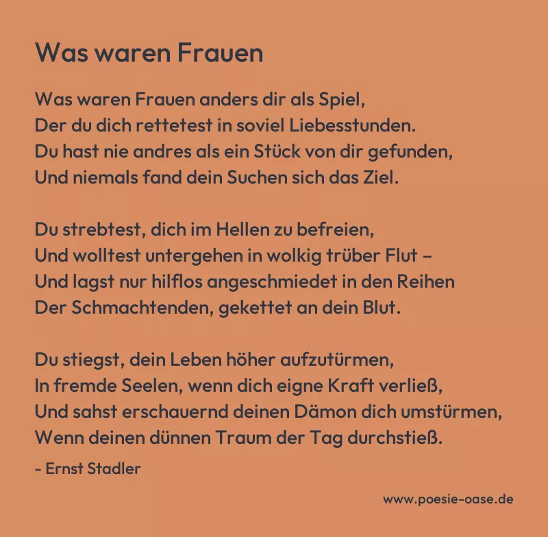 Gedicht: Was waren Frauen von Ernst Stadler