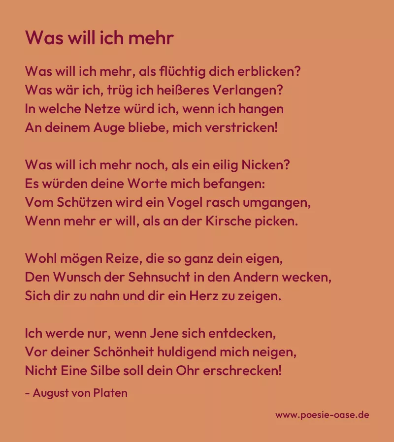 Gedicht: Was will ich mehr von August von Platen