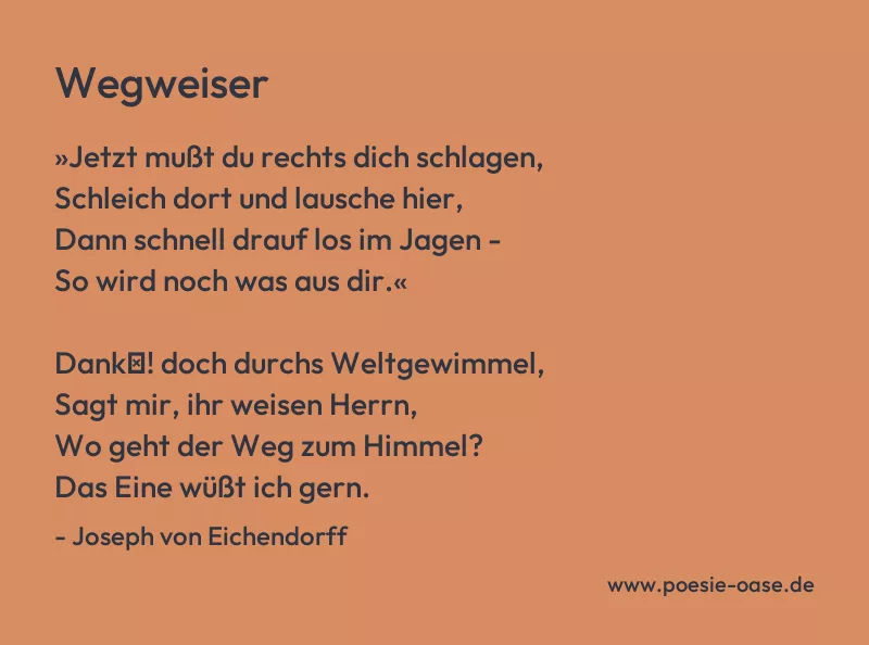 Gedicht: Wegweiser von Joseph von Eichendorff