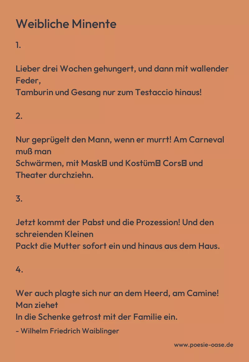 Gedicht: Weibliche Minente von Wilhelm Friedrich Waiblinger