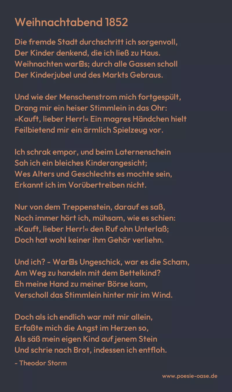 Gedicht: Weihnachtabend 1852 von Theodor Storm