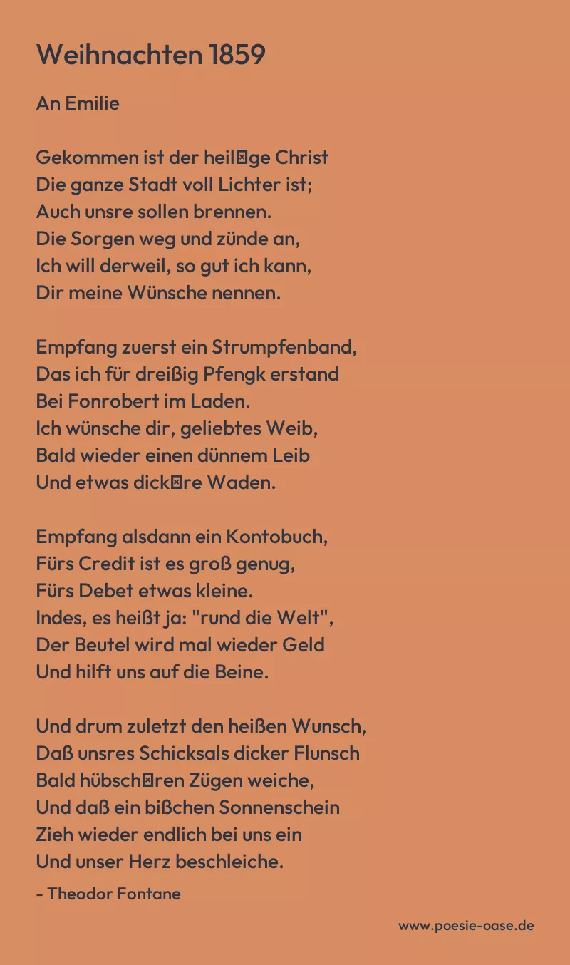 Gedicht: Weihnachten 1859 von Theodor Fontane
