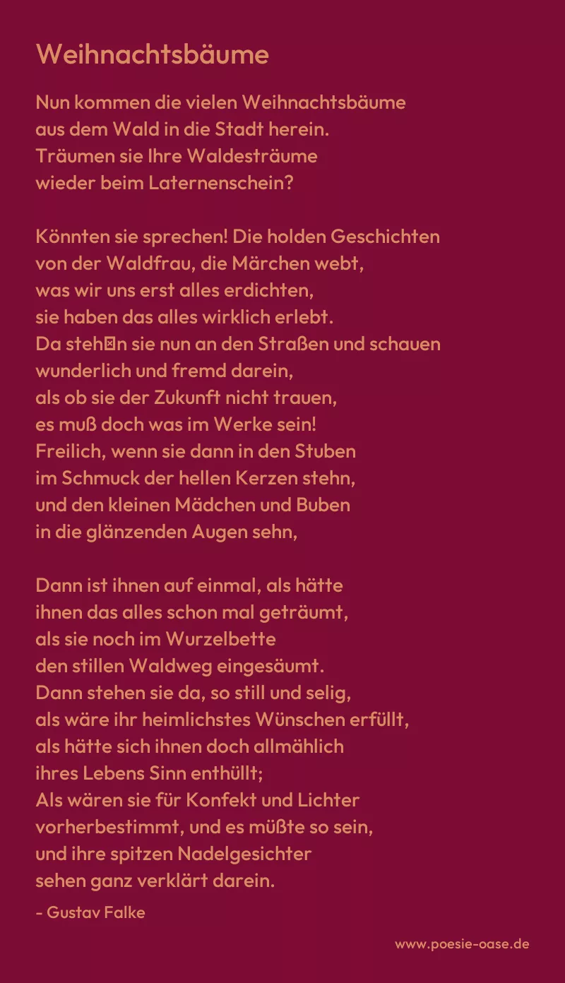 Gedicht: Weihnachtsbäume von Gustav Falke