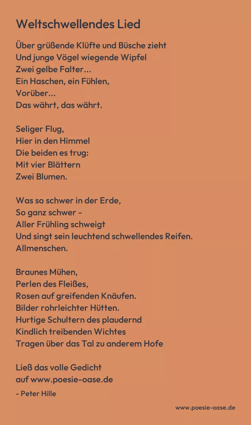 Gedicht: Weltschwellendes Lied von Peter Hille