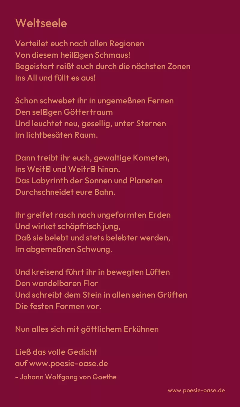 Gedicht: Weltseele von Johann Wolfgang von Goethe