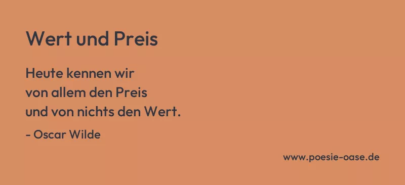 Gedicht: Wert und Preis von Oscar Wilde