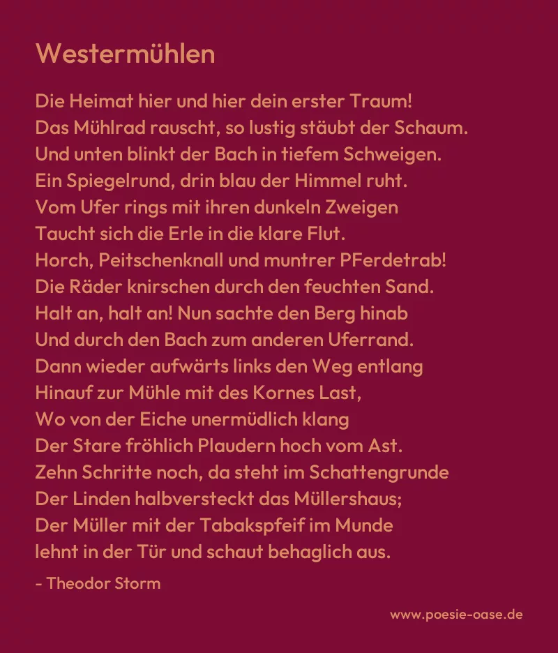 Gedicht: Westermühlen von Theodor Storm
