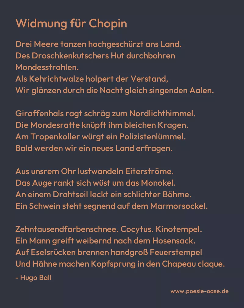 Gedicht: Widmung für Chopin von Hugo Ball