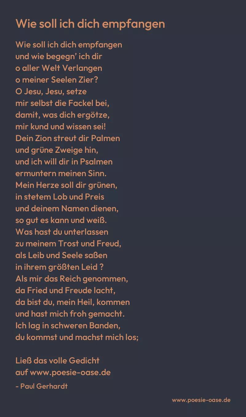Gedicht: Wie soll ich dich empfangen von Paul Gerhardt