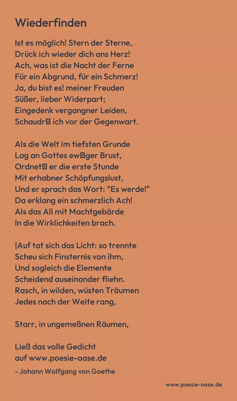 Gedicht: Wiederfinden von Johann Wolfgang von Goethe