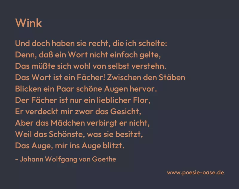Gedicht: Wink von Johann Wolfgang von Goethe