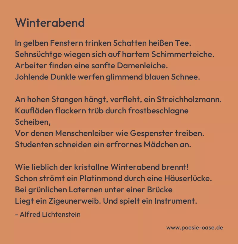 Gedicht: Winterabend von Alfred Lichtenstein