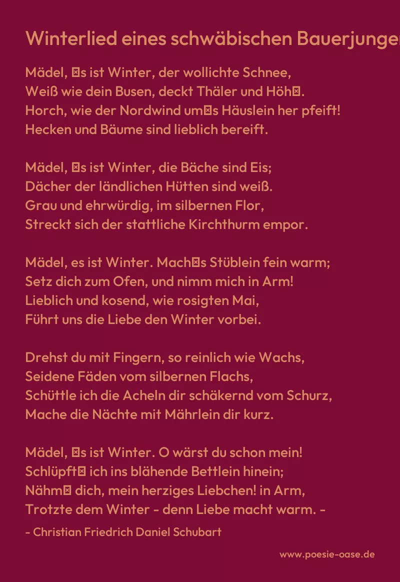Gedicht: Winterlied eines schwäbischen Bauerjungen von Christian Friedrich Daniel Schubart
