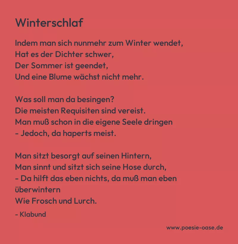 Gedicht: Winterschlaf von Klabund