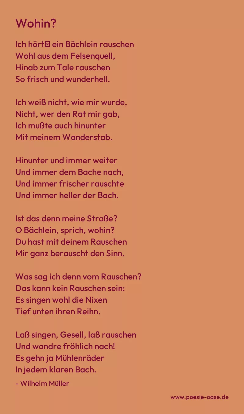Gedicht: Wohin? von Wilhelm Müller