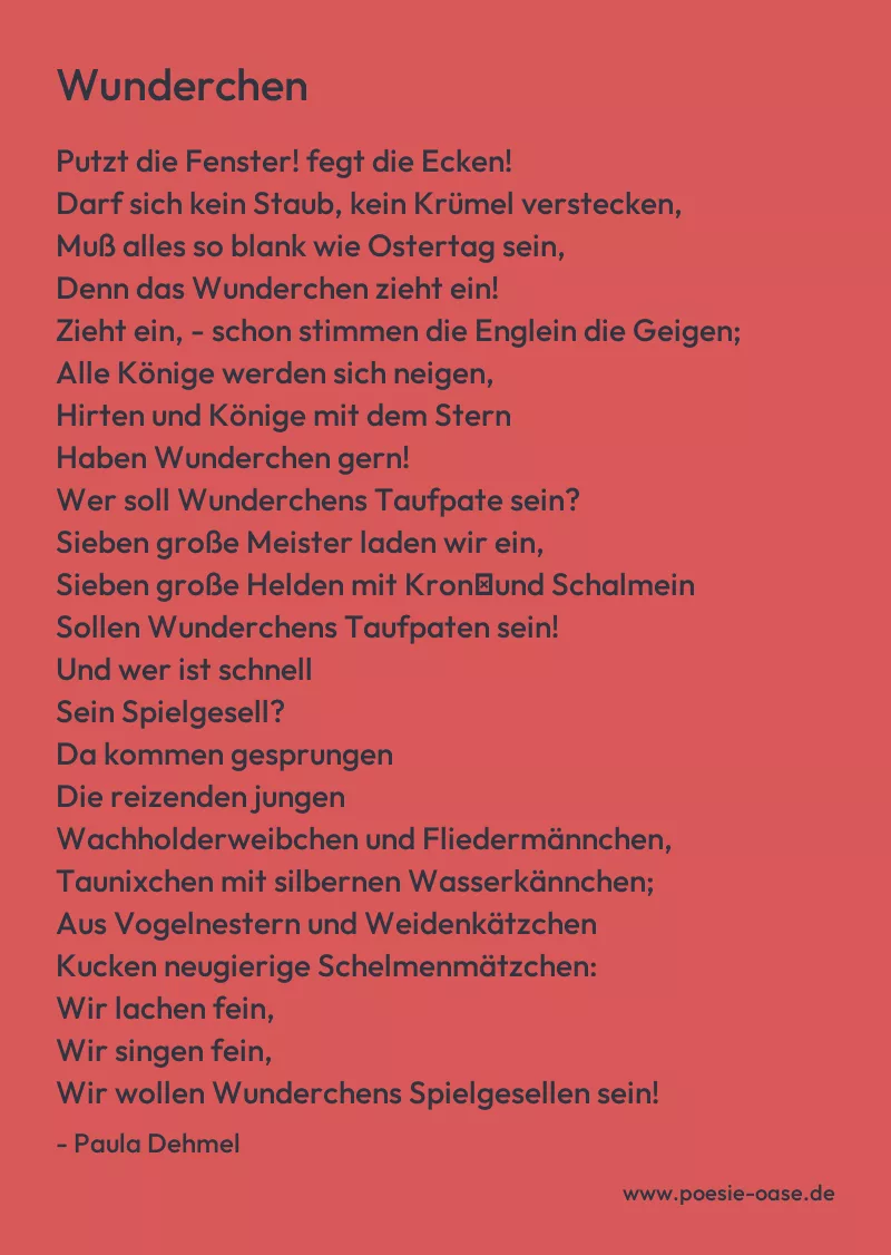 Gedicht: Wunderchen von Paula Dehmel