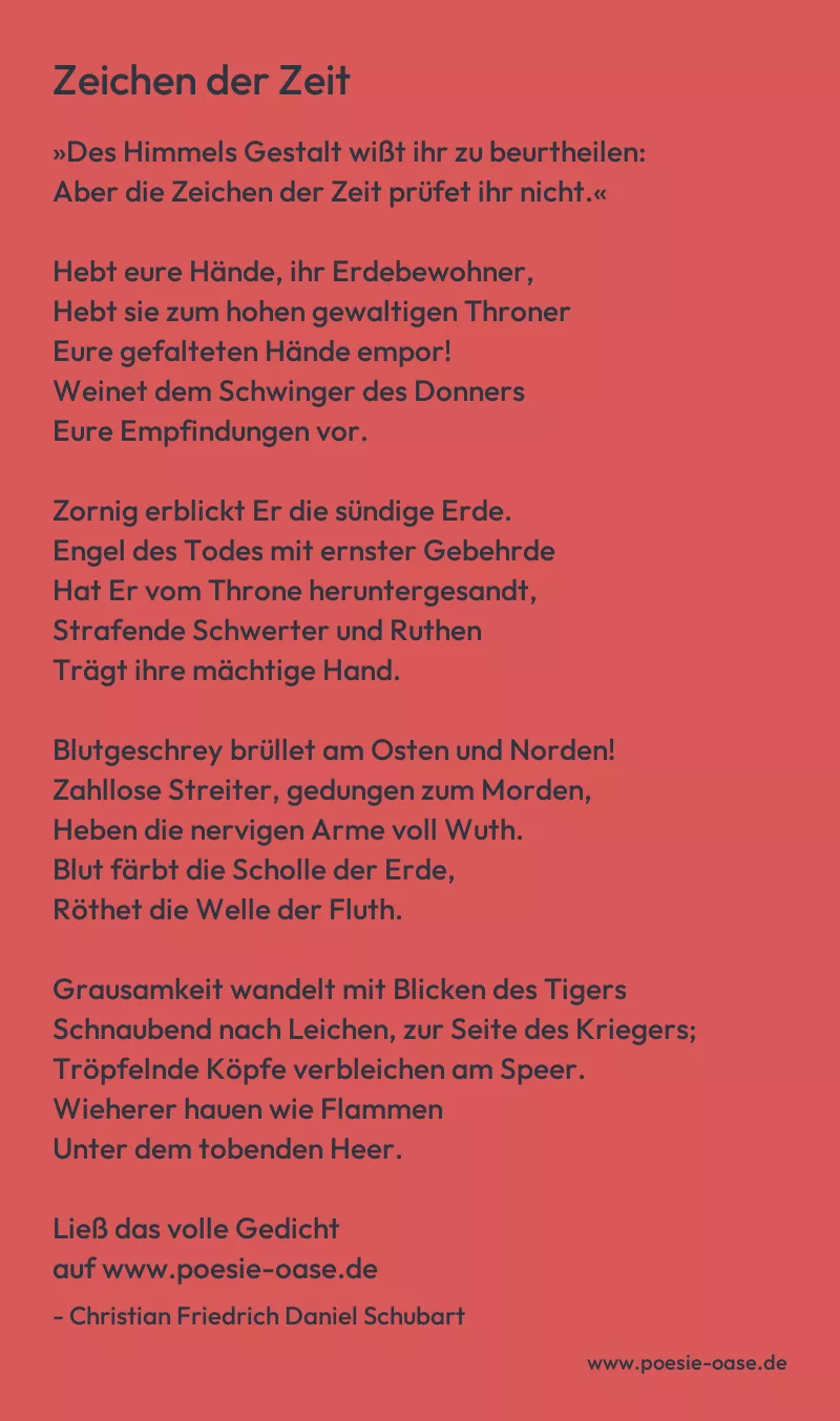 Gedicht: Zeichen der Zeit von Christian Friedrich Daniel Schubart
