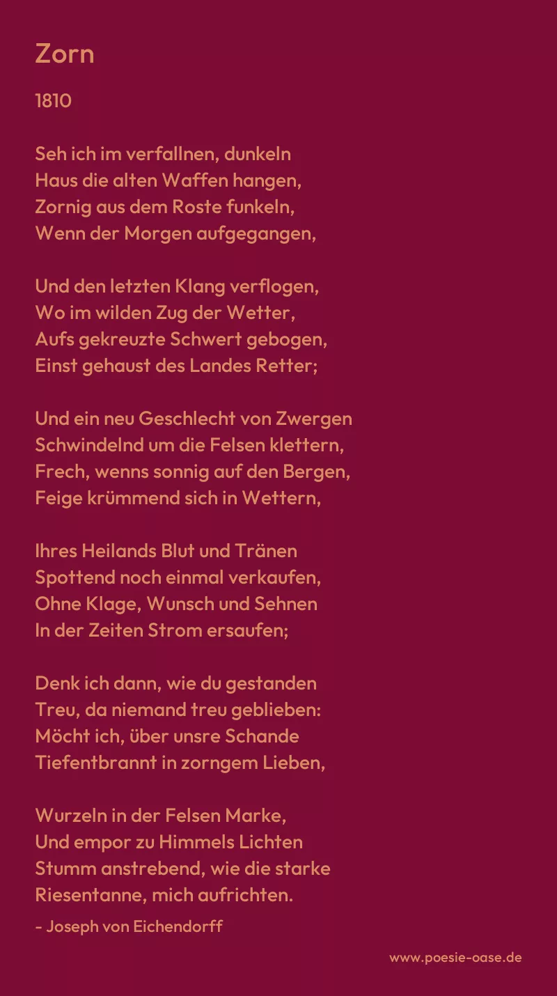 Gedicht: Zorn von Joseph von Eichendorff