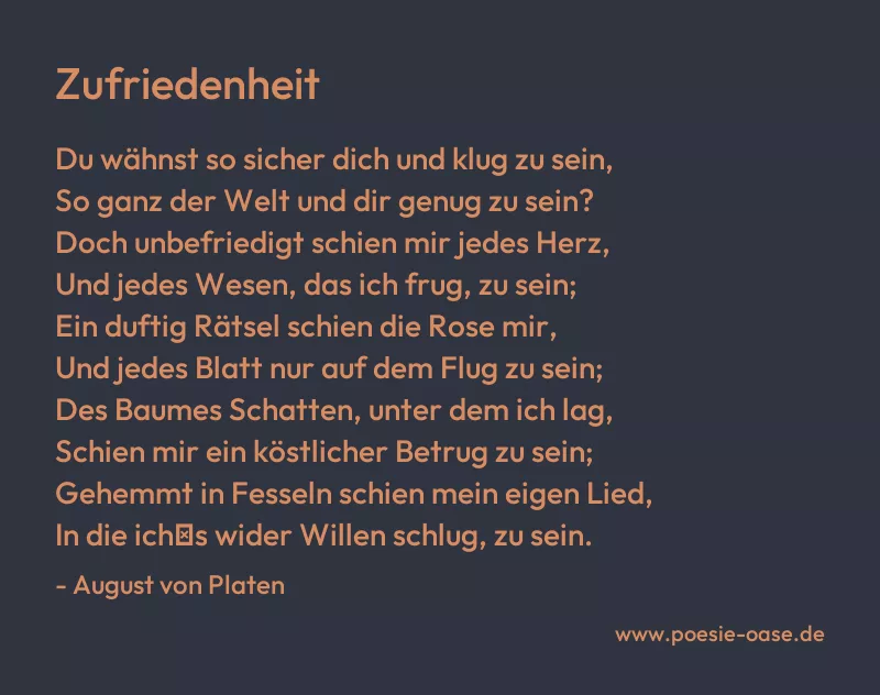 Gedicht: Zufriedenheit von August von Platen