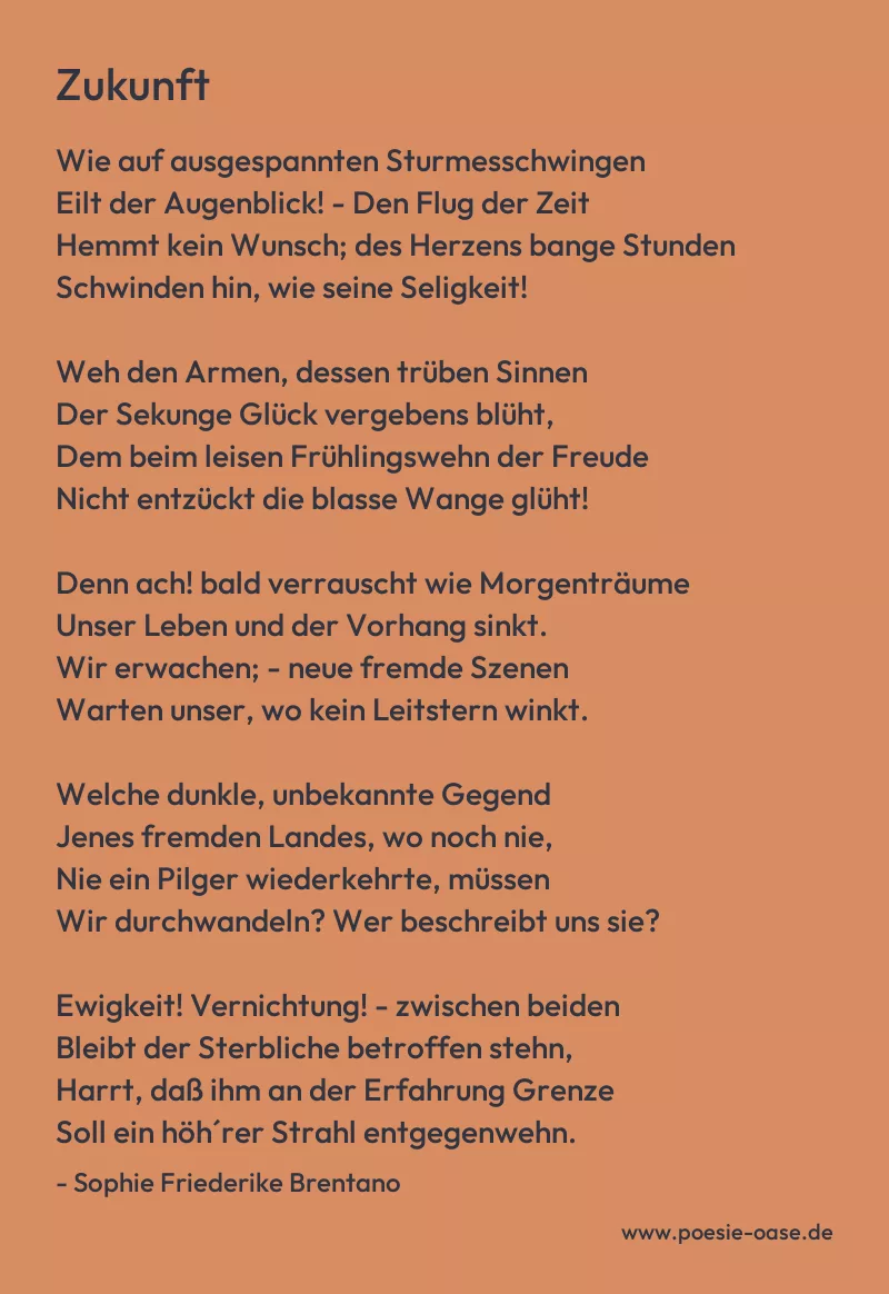 Gedicht: Zukunft von Sophie Friederike Brentano