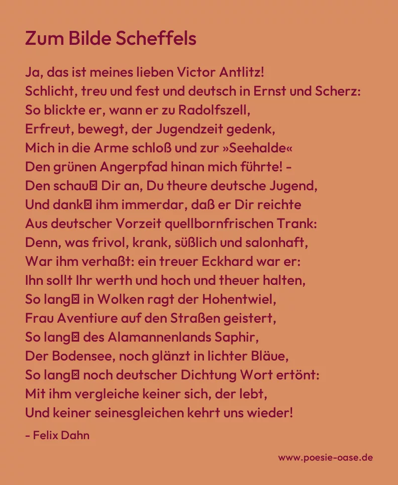 Gedicht: Zum Bilde Scheffels von Felix Dahn