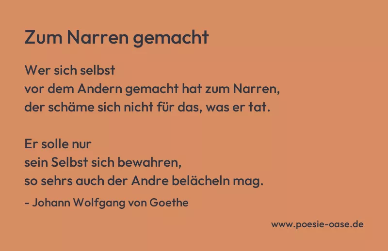 Gedicht: Zum Narren gemacht von Johann Wolfgang von Goethe