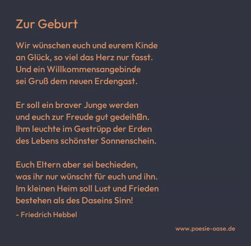 Gedicht: Zur Geburt von Friedrich Hebbel