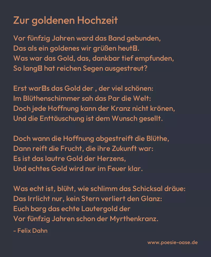 Gedicht: Zur goldenen Hochzeit von Felix Dahn