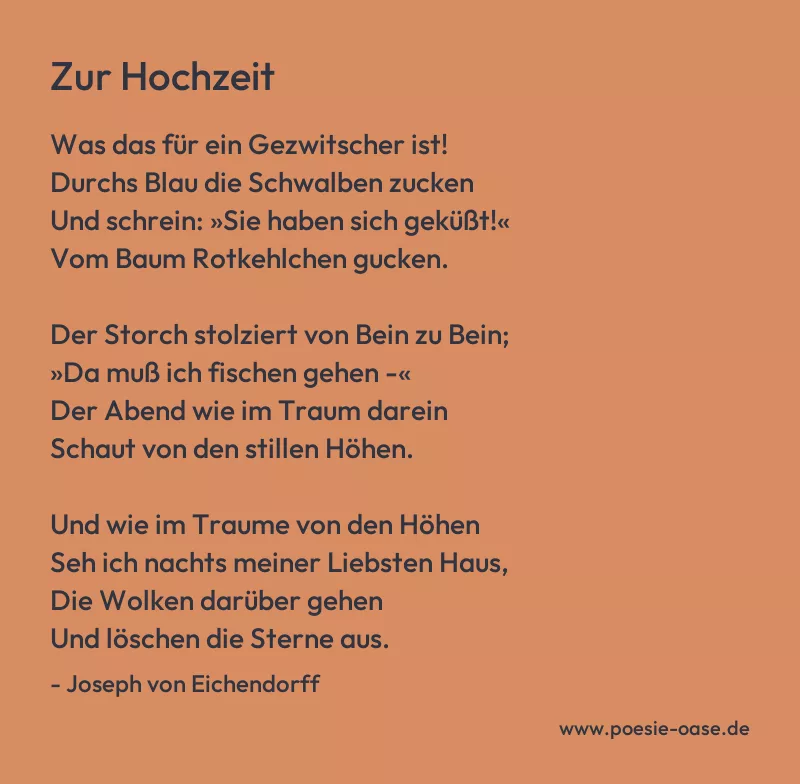 Gedicht: Zur Hochzeit von Joseph von Eichendorff