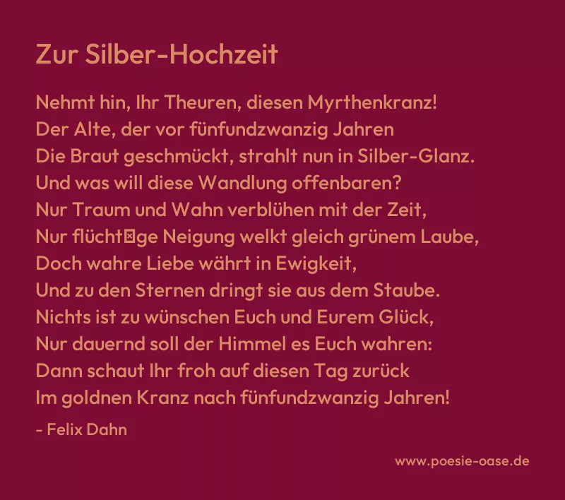 Gedicht: Zur Silber-Hochzeit von Felix Dahn