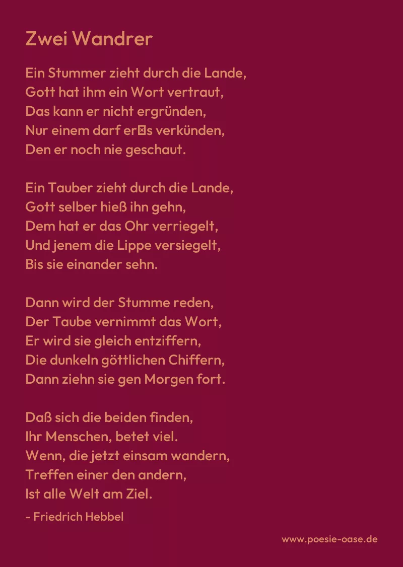 Gedicht: Zwei Wandrer von Friedrich Hebbel