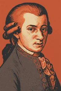 Karikatur von Wolfgang Amadeus Mozart