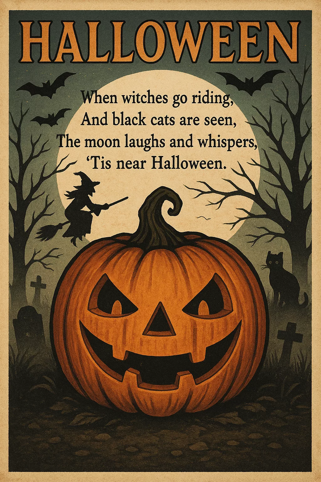 Halloween-Gedichte schreiben: So geht's 3 Kürbis auf einem Friedhof